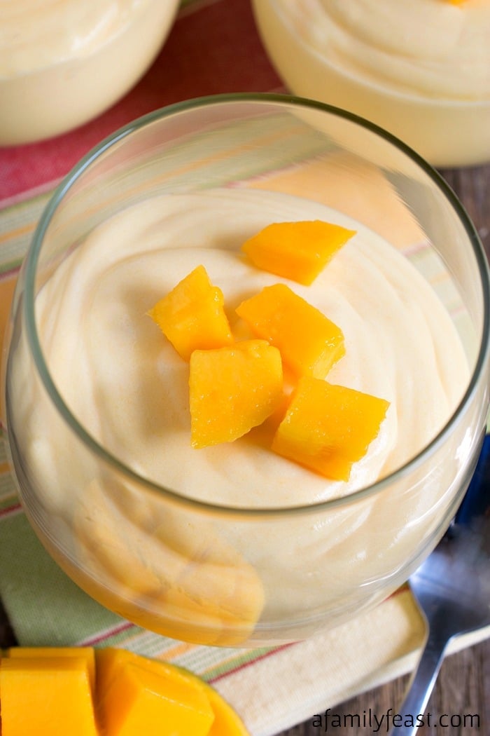 This light and creamy Mango Yogurt Mousse is a taste of the tropics! Elegant for a special meal but easy enough to serve any day of the week!