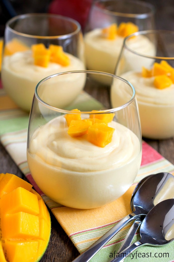 This light and creamy Mango Yogurt Mousse is a taste of the tropics! Elegant for a special meal but easy enough to serve any day of the week!