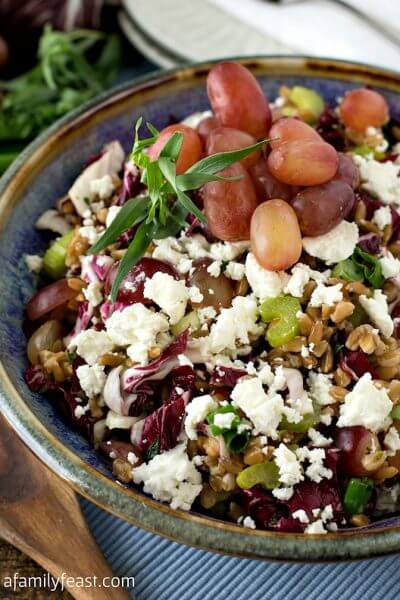 Farro Salad with Grapes, Goat Cheese and Tarragon Vinaigrette - A Family Feast