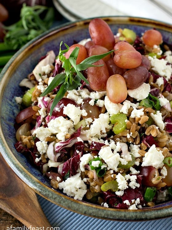 Farro Salad with Grapes, Goat Cheese and Tarragon Vinaigrette - A Family Feast
