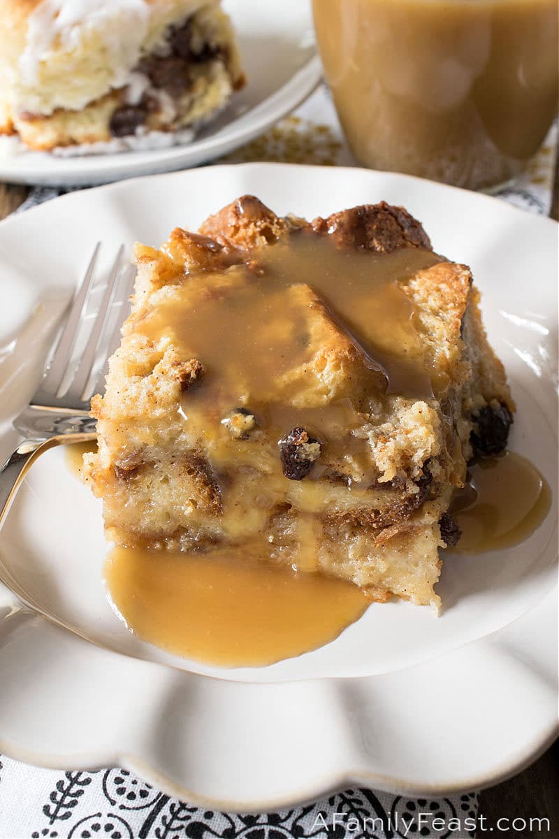 Cinnamon Roll Bread Pudding with Bourbon Sauce 