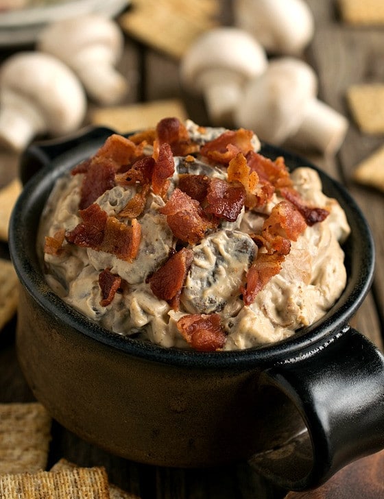 Warm Mushroom Bacon Dip - A Family Feast