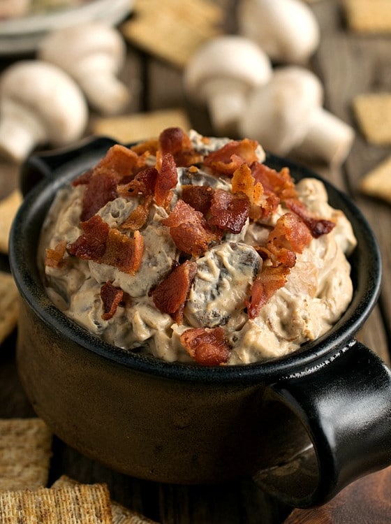 Warm Mushroom Bacon Dip - A Family Feast