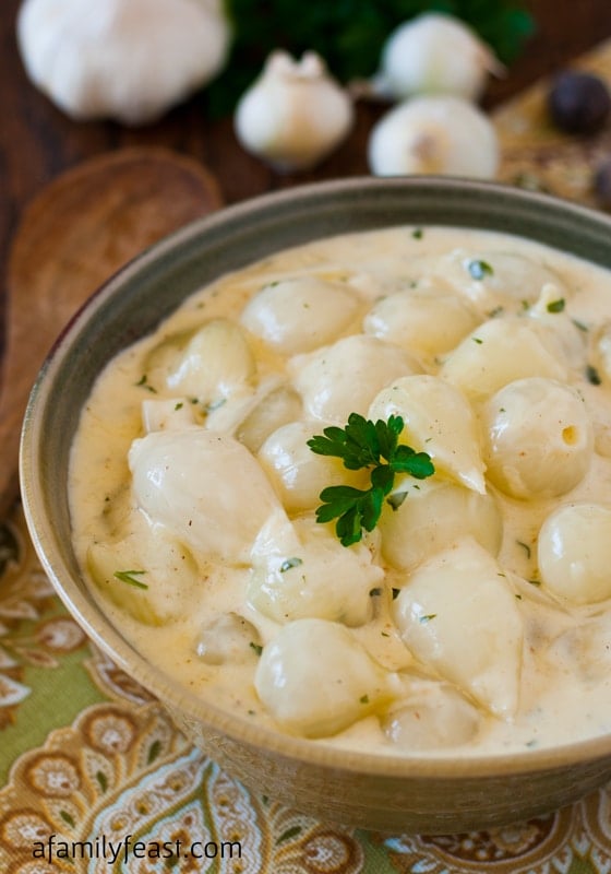 Pearl Onions in Cream Sauce - A delicious side dish that's perfect for any special occasion or a holiday meal.