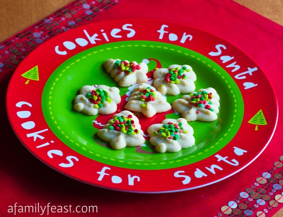 Delicious sugary and buttery spritz cookies made with a cookie press. 