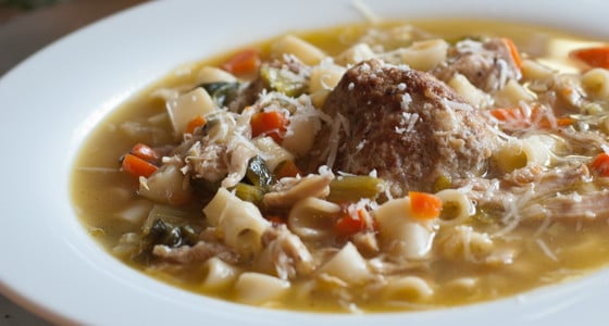 Italian Chicken Soup with Meatballs and Escarole - A Family Feast