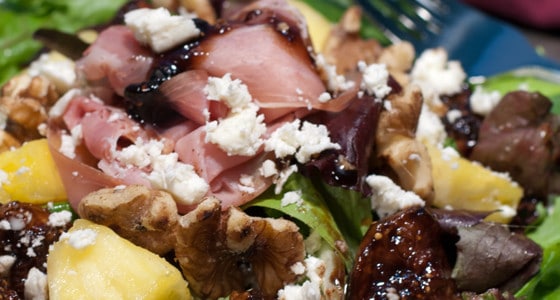 Glazed Fig Salad with Prosciutto and Feta Cheese - A Family Feast