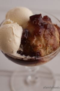 Grape Nut Pudding with Fig Sauce