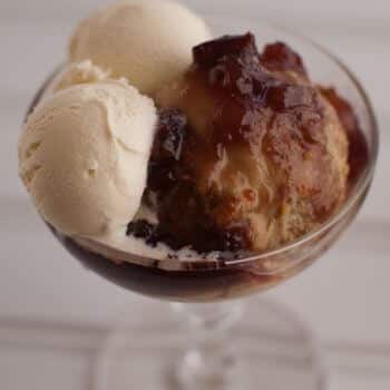 Grape Nut Pudding with Fig Sauce