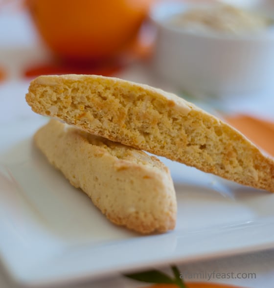 Orange Almond Biscotti - Another great recipe from our honeymoon in Italy!  A Family Feast