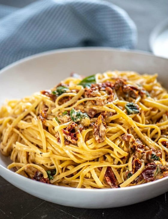 Linguine with Sun Dried Tomatoes and Brie