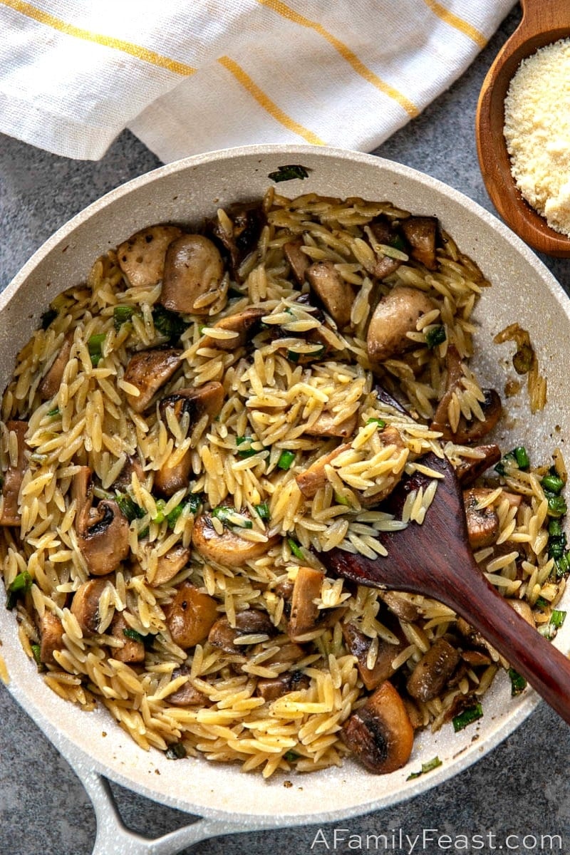 Orzo with Mushrooms, Scallions and Parmesan