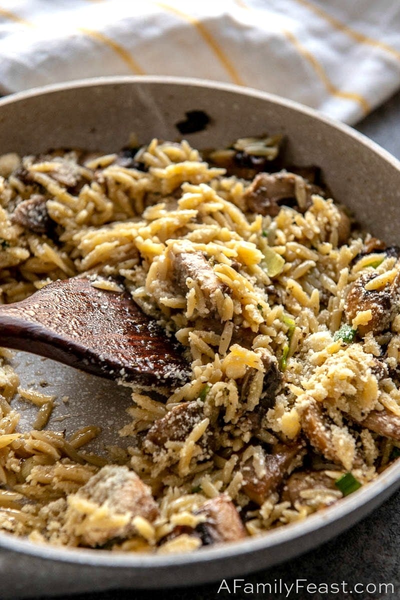 Orzo with Mushrooms, Scallions and Parmesan