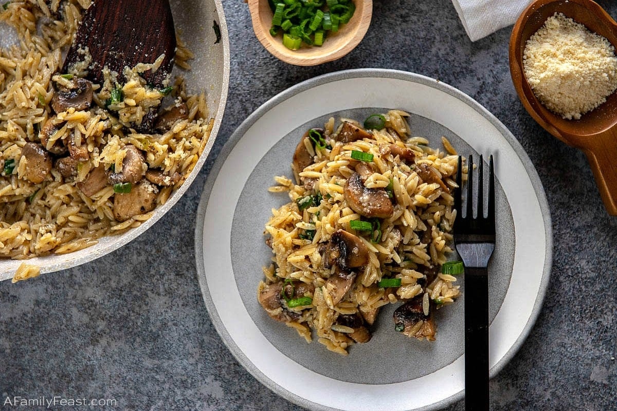 Orzo with Mushrooms, Scallions and Parmesan 