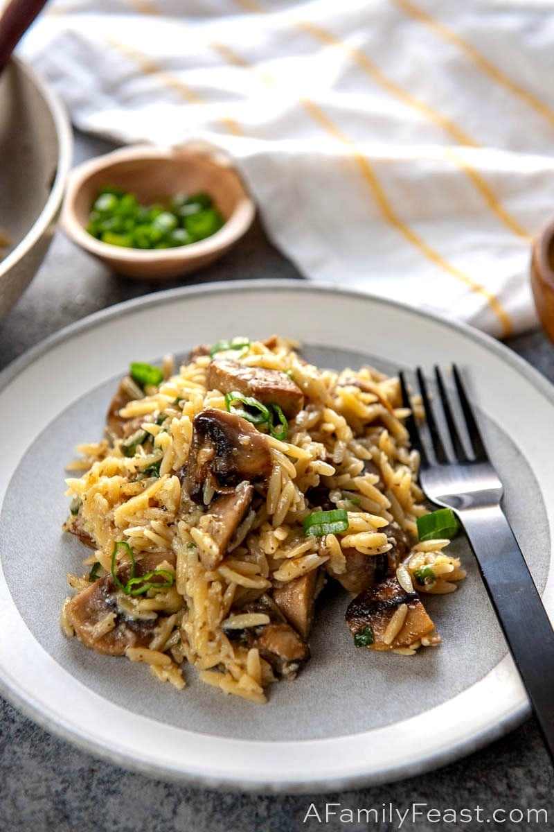 Orzo with Mushrooms, Scallions and Parmesan