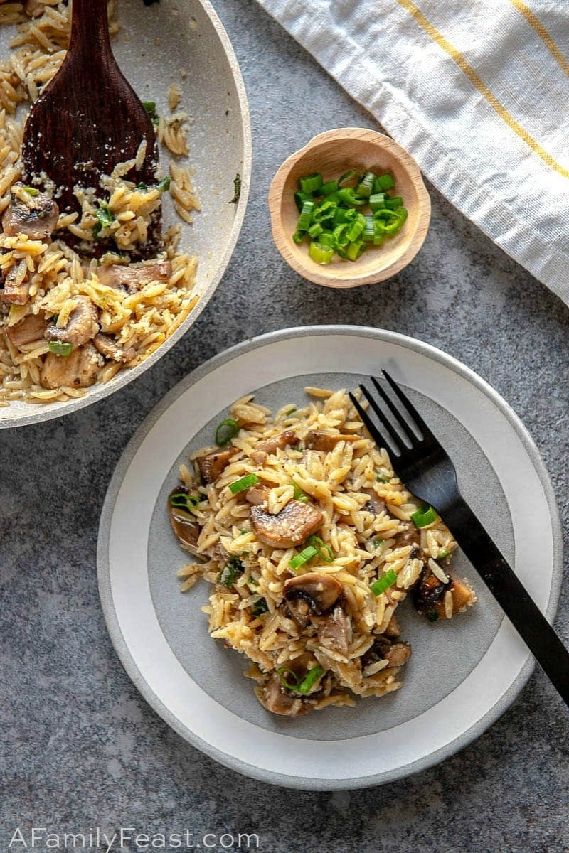 Orzo with Mushrooms, Scallions and Parmesan 