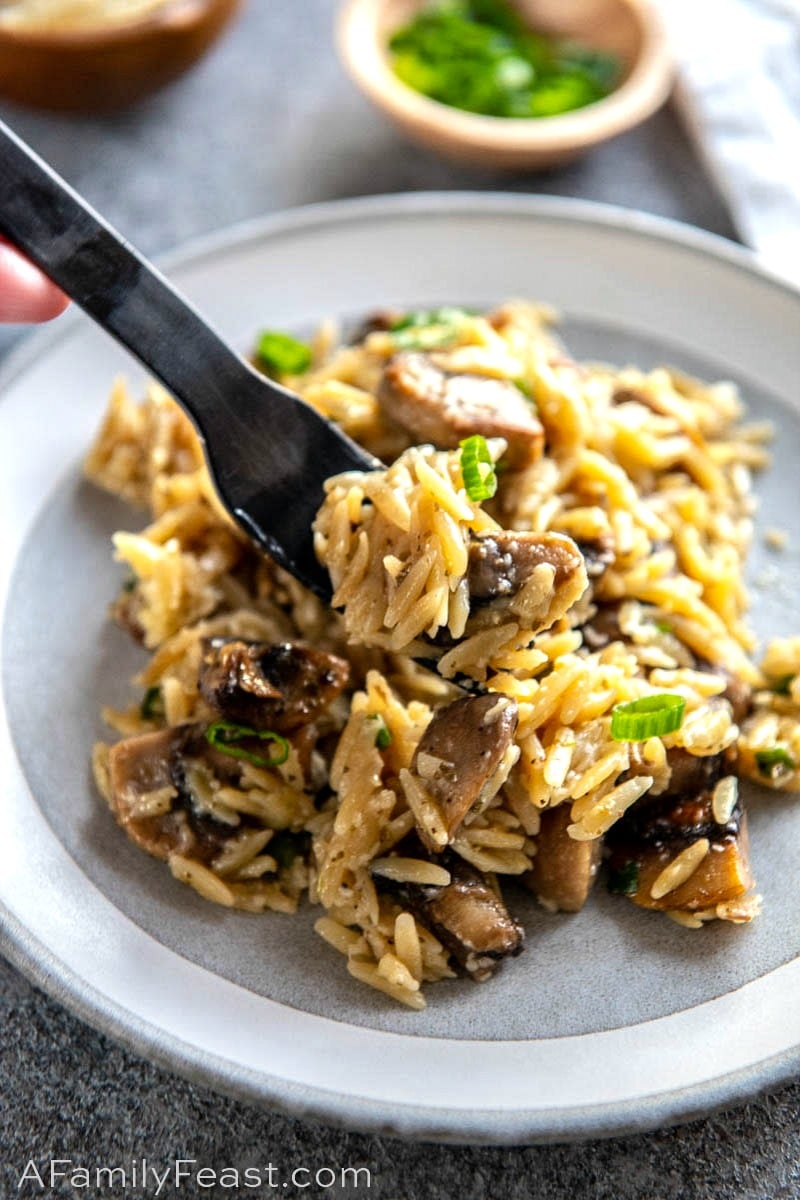 Orzo with Mushrooms, Scallions and Parmesan 