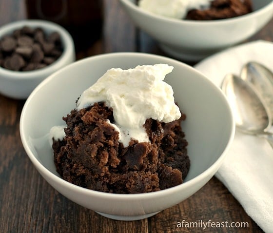Brew Moon Chocolate Pudding - A fantastic hot chocolate pudding cooked in a beer bath! Recipe from the popular Boston-area restaurant.