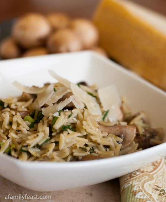 Orzo with Mushrooms, Scallions and Parmesan - A Family Feast
