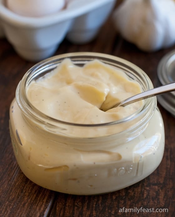 A delicious and easy Roasted Garlic Aioli - delicious on vegetables, fish or as a condiment.