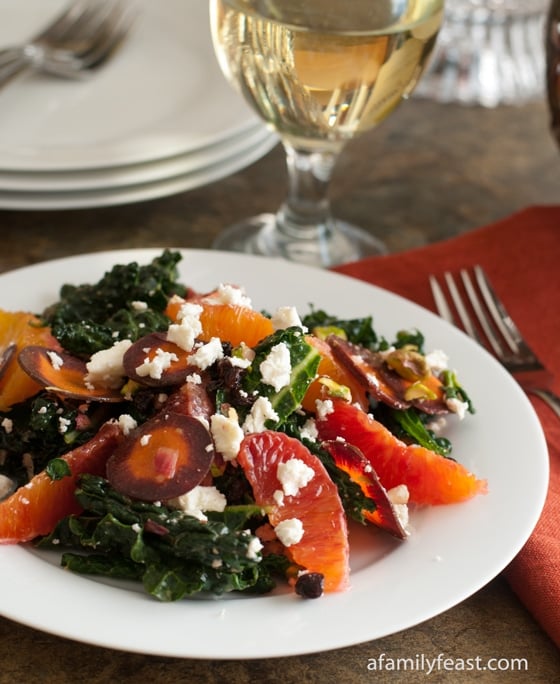 Tuscan Kale Salad with Oranges, Currants and Feta - A fantastic fresh and citrusy salad!