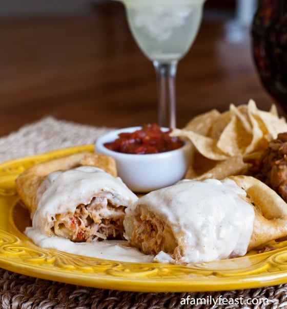 Chicken Chimichangas with Sour Cream Sauce Recipe