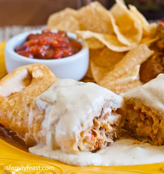 A delicious Chicken Chimichangas recipe from the Edgewater Cafe - a popular North of Boston-area restaurant.