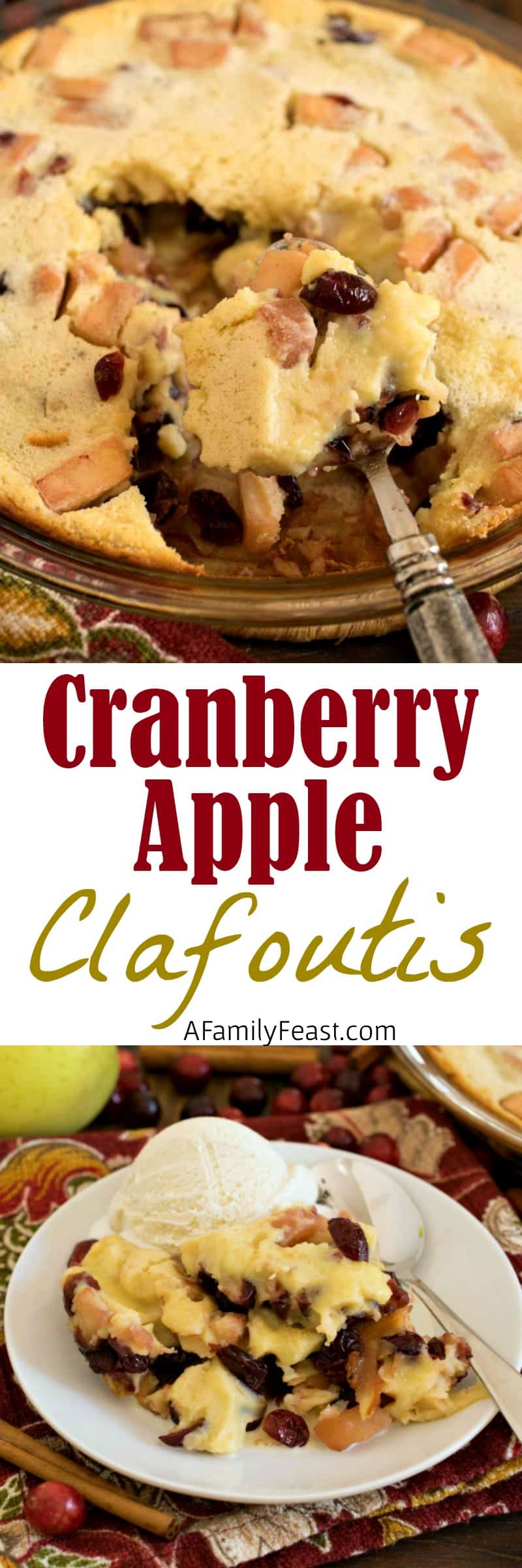 This Cranberry Apple Clafoutis is a creamy and delicious fruit and custard dessert that sounds very fancy – but it couldn't any easier to make!