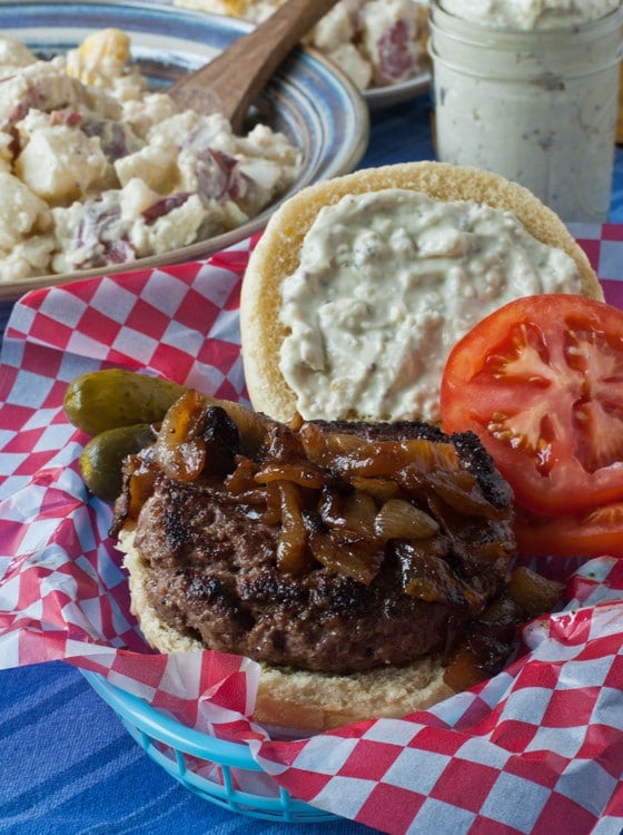 Seasoned Burgers with Caramelized Onions - A Family Feast