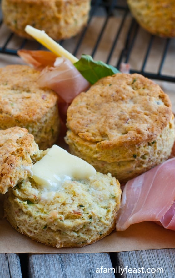 An amazingly delicious Prosciutto and Cheese Biscuit recipe - great as a side to soups or salads or made into an egg and cheese sandwich.