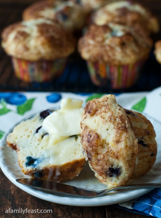 Our delicious and moist Blueberry Cream Cheese Muffins bake up tall and round with the perfect sugar muffin top!