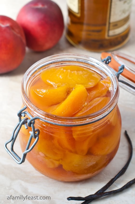 Bourbon Poached Peaches - A Family Feast