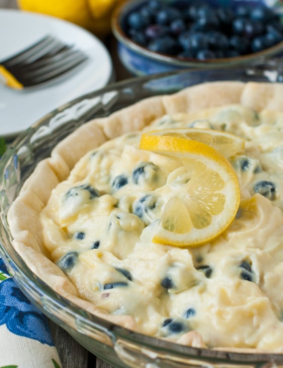 Lemon Blueberry Cream Pie - A Family Feast