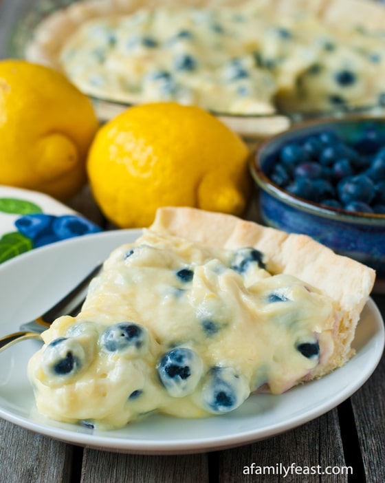 Lemon Blueberry Cream Pie - A Family Feast