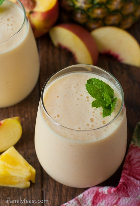 Fresh Pineapple Peach Smoothie - A Family Feast