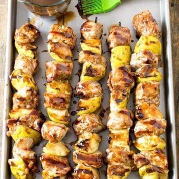 Pork and Apple Skewers with Orange Balsamic Glaze