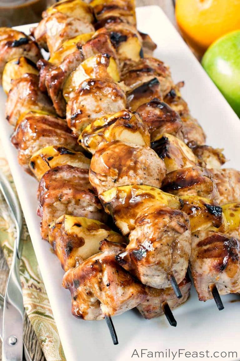 Pork and Apple Skewers With Orange Balsamic Glaze A Family Feast®