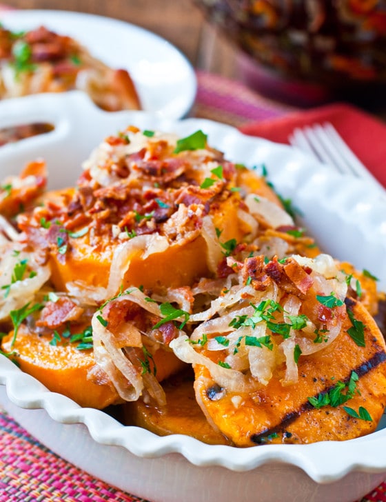 Grilled Sweet Potato Salad with Sweet and Sour Bacon Dressing