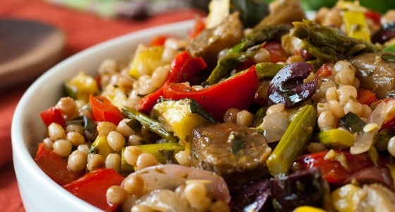 Mediterranean Israeli Couscous Salad with Roasted Vegetables - A Family Feast