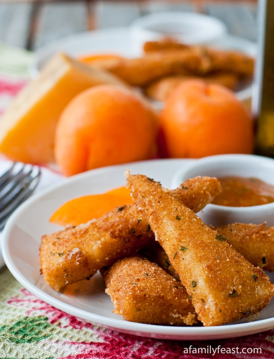Fried Manchego Cheese with Apricot-Sage Dipping Sauce - the flavors of the Manchego cheese and the apricot-sage dipping sauce are really fantastic together!