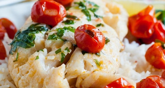 Poached Cod with Cherry Tomatoes - A Family Feast
