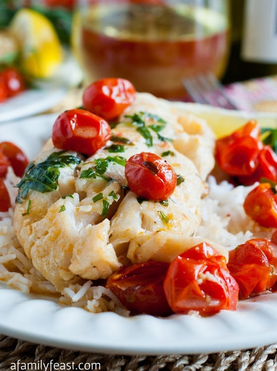 Poached Cod with Cherry Tomatoes - A Family Feast
