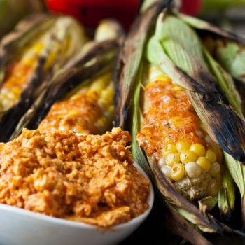 Grilled Corn on the Cob with Roasted Red Pepper Butter - A Family Feast