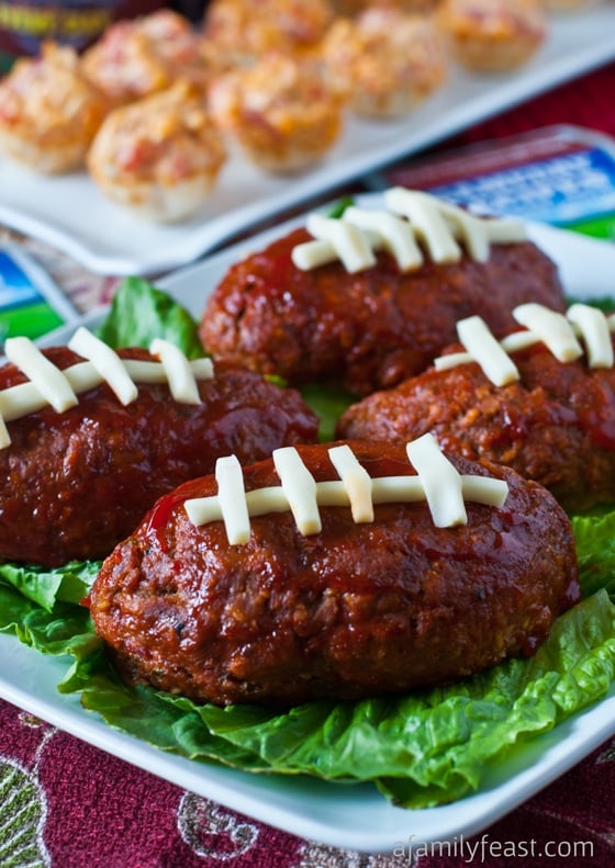 Touchdown Mini Meatloaf and Buffalo Chicken Bites - Two great recipes perfect for a game day party!