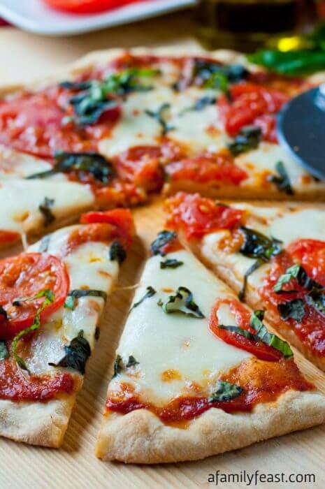 Pizza Margherita with Roasted Tomato Pizza Sauce - A Family Feast