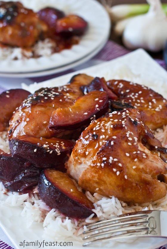 Chicken with Sweet and Sour Plum Sauce - a super delicious recipe with an unbelievable sauce made with lemonade concentrate and Asian plum sauce. This is fantastic!