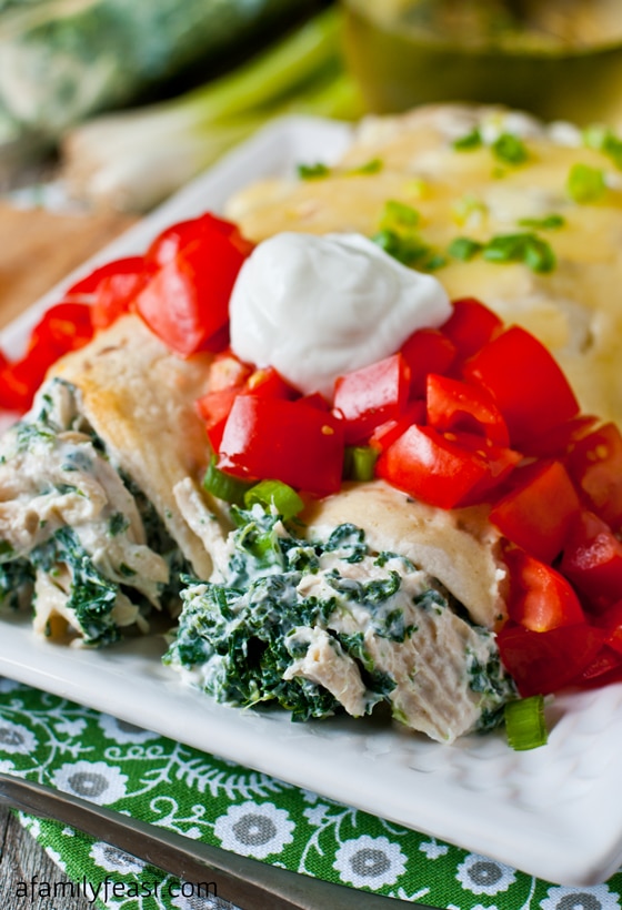 Skinny Creamy Chicken Enchiladas - A Family Feast