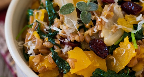 Farro with Butternut Squash & Baby Kale - A Family Feast
