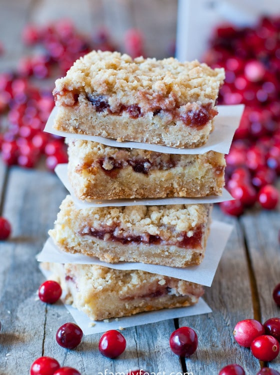 Oatmeal Cranberry Cheesecake Bars - A Family Feast