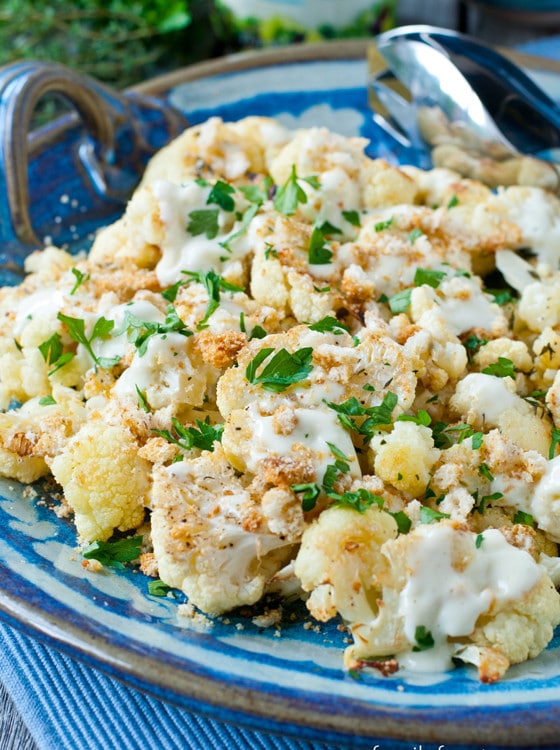 Oven Roasted Cauliflower with Crunch Topping - A Family Feast